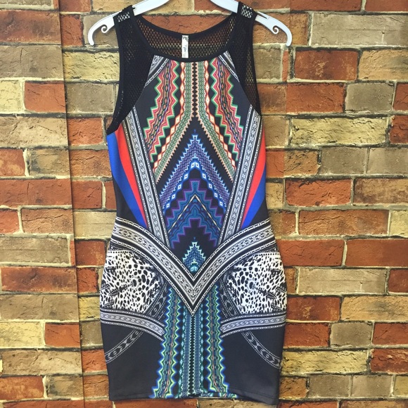 Multi printed mesh bodycon dress - Picture 2 of 4