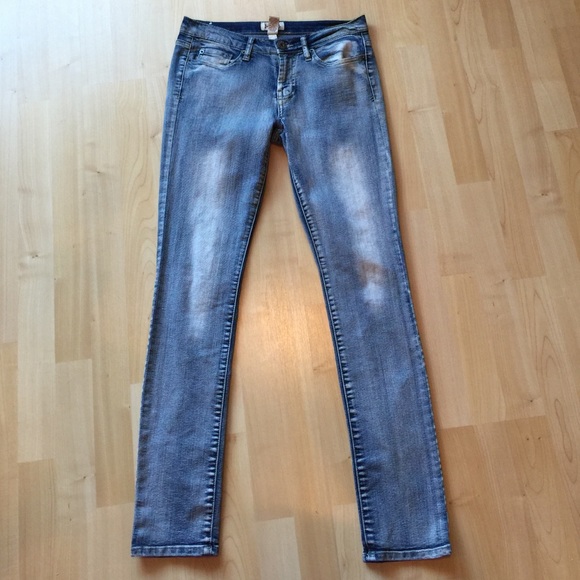 Distressed denim jeans