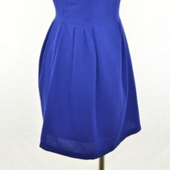Jewel Collar Cobalt Blue A Line Dress - Picture 3 of 4