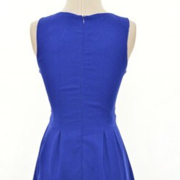 Jewel Collar Cobalt Blue A Line Dress - Picture 4 of 4