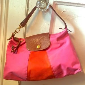 Longchamp bag with removable leather strap