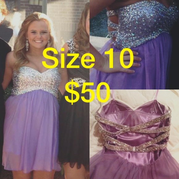 Purple rhinestone backless prom dress