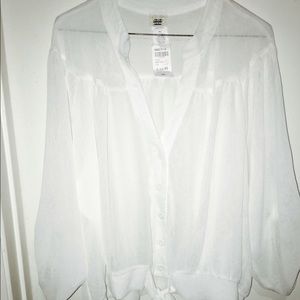 Beautiful Sheer White Tie Front Blouse