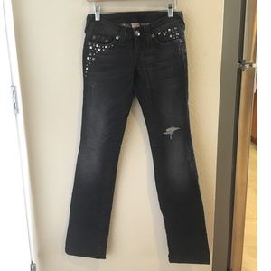 True Religion distressed bootcut jeans w/studs