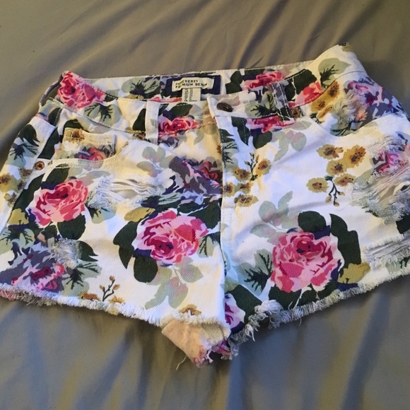 Forever 21 Floral Denim Shorts