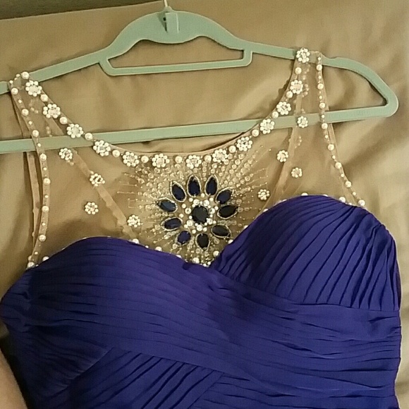 Purple Ruched Beaded Dress - Picture 2 of 4