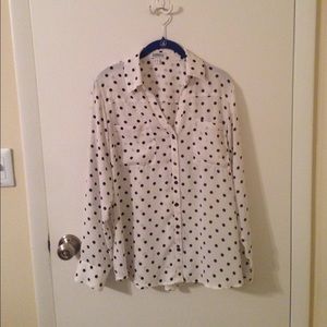 White and Black Polka Dot Express Portofino Top