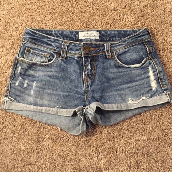 Distressed jean shorts