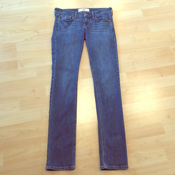 Blue denim straight leg jeans