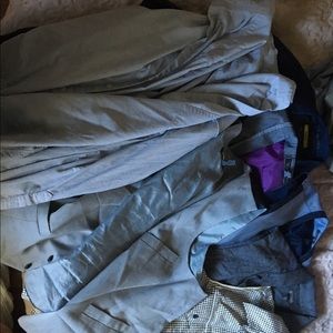 Bundle of 6 vests, one jacket, and two shirts.