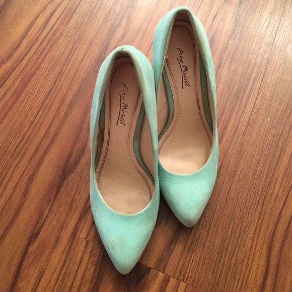 Anne Michelle Mint Suede Heels - Picture 3 of 4