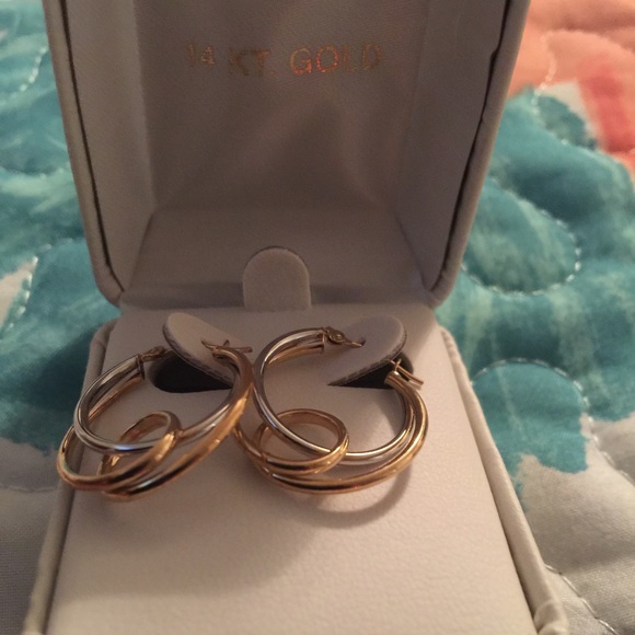 14 Karat Tri gold hoops