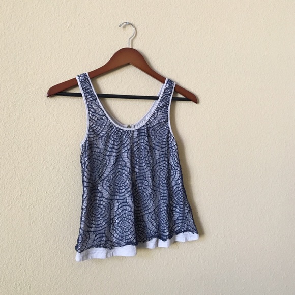 Urban Outfitters Lucca Couture Blue Lace Crop Tank