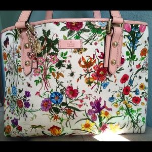 Gucci Botanical Floral Canvas Tote