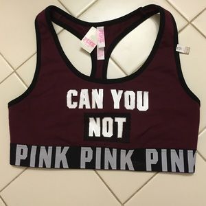 Maroon "can you not" logo sports bra from pink