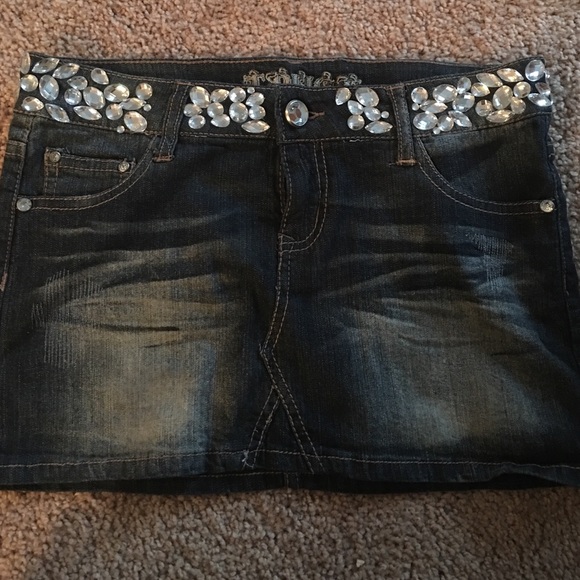 Mini Jean skirt with rhinestones