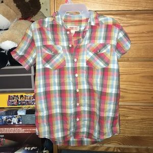 Button down colorful plaid shirt