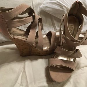 Tan strappy wedges
