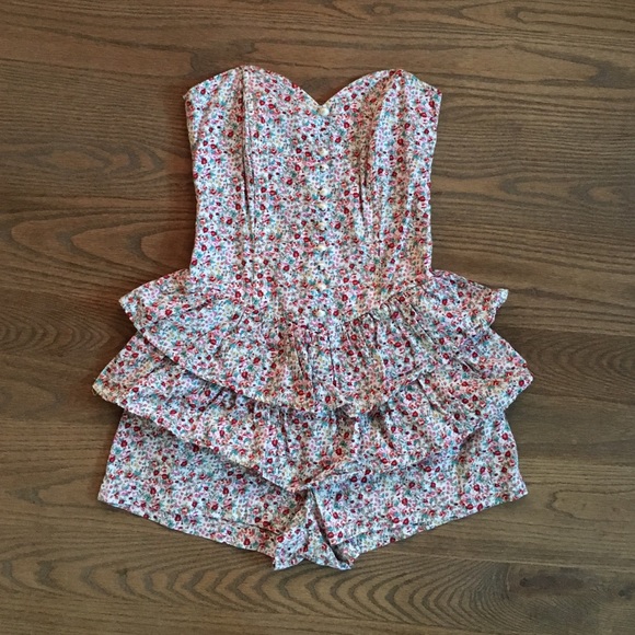 Sweetheart Strapless Floral Romper-Small