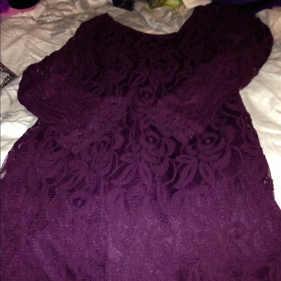 Purple lace long sleeve dress