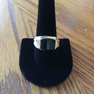 Men's black onyx diamond ring