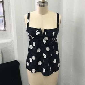 Marc by Marc Jacobs navy silk polka dot blouse