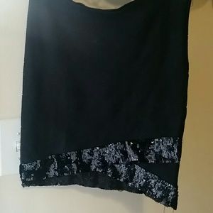 Black Fitted Sequin Skirt