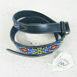 NEW HAND BEADED LEATHER BELT