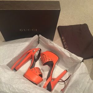 Gucci studded leather platform heels