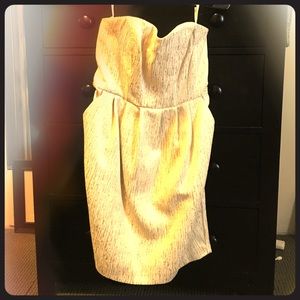 Strapless gold dress