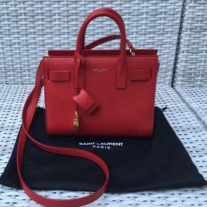 Authentic Saint Laurent Nano Sac De Jour in Red