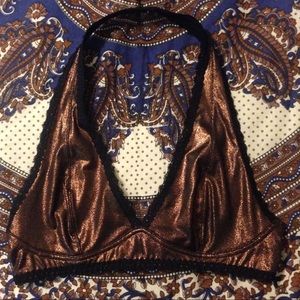 free people metallic halter bralette