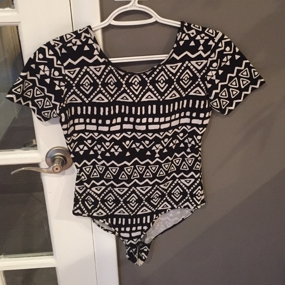 Black and white tribal print bodysuit