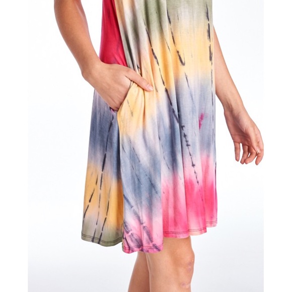 🆕AMY tie dye sleeveless midi dress w/ pockets - Picture 3 of 3