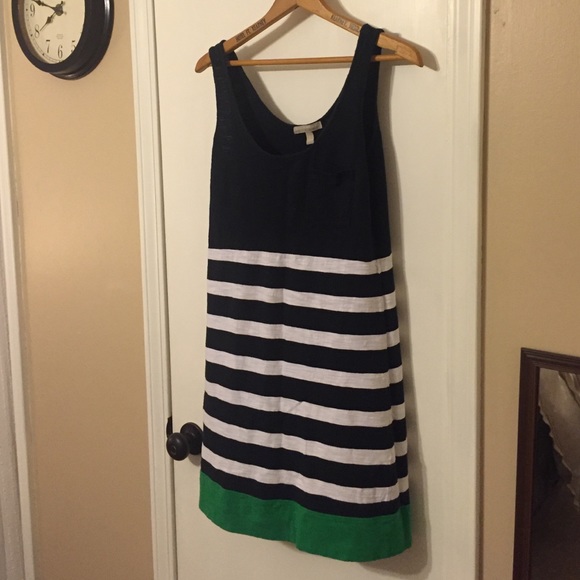 Banana Republic Navy, White and Green Dress