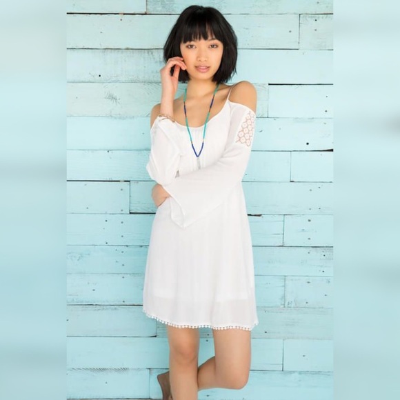 Boutique Off The Shoulder Dress- Crochet Detail