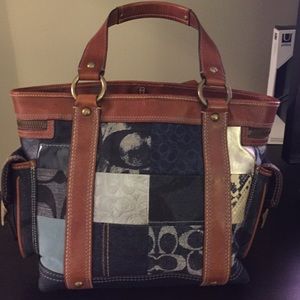 Authentic Coach denim patchwork tote