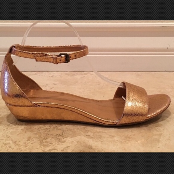 gold strap wedge sandals