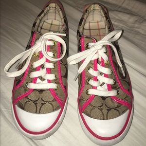 Coach brown and pink shoes