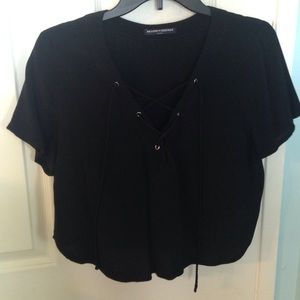 Brandy Melville black lace up crop top & fun pants