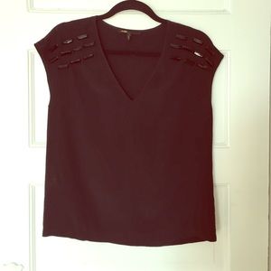 Maje black silk top