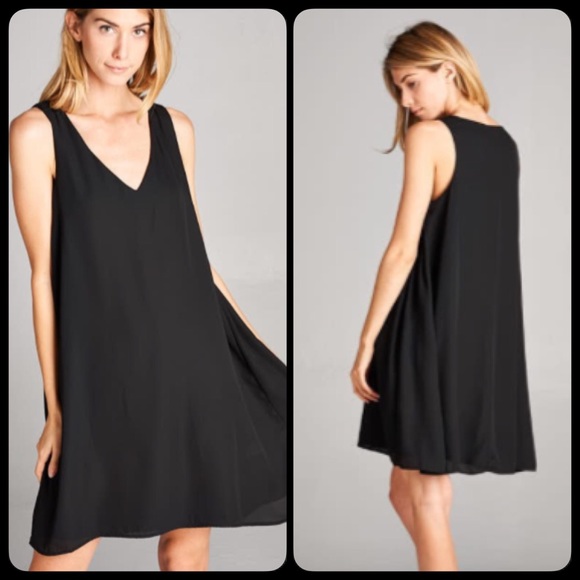 BLACK SWING DRESS ESSENTIAL LOOSE STYLE - Picture 2 of 3