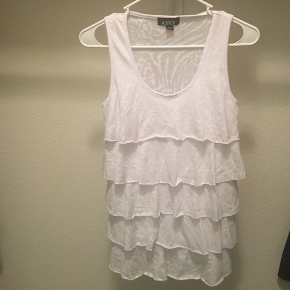 Frilly white tank top