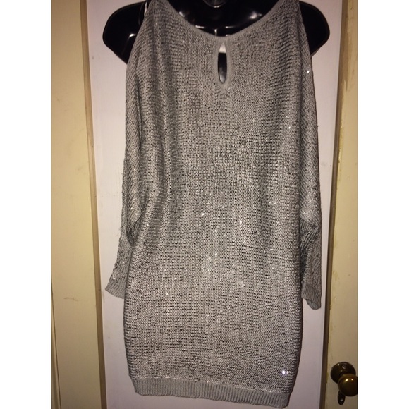 Cold Shoulder Gray Sequin Sweater! - image 2