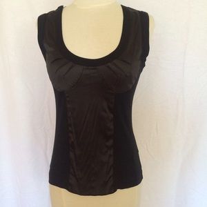 Dolce & Gabbana Black Cotton Tank with Silk Accent