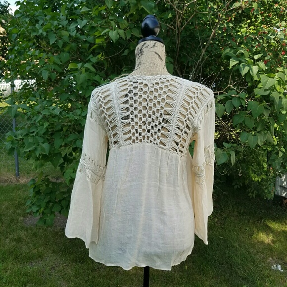 Boho Crochet Peasant Top - Picture 2 of 4