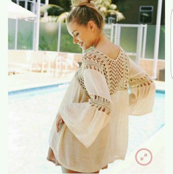 Boho Crochet Peasant Top - Picture 3 of 4