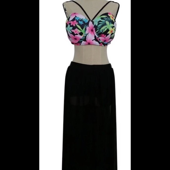 High waisted floral bikini