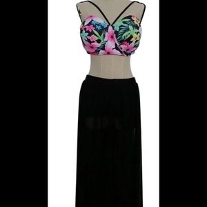 High waisted floral bikini