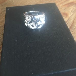 Silver hearts ring